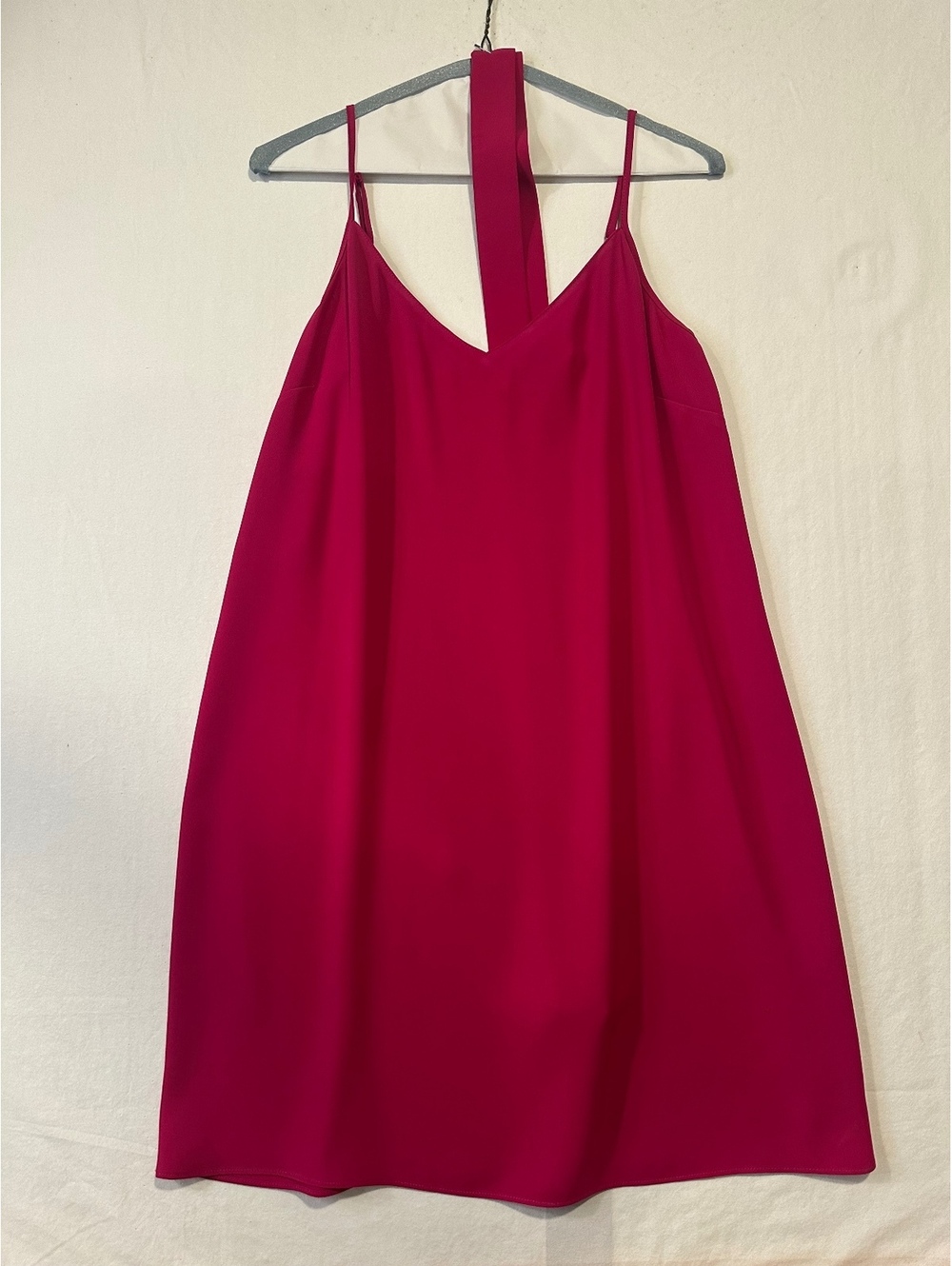 Amanda Uprichard Sleeveless Tie Front Dress Hot Pink Fuchsia Spaghetti Strap